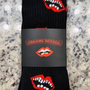 Chrome Hearts Black Socks with Red Lips